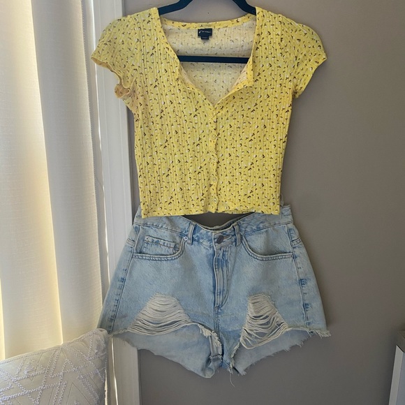 Garage Pants - Light Wash Garage Distressed High Waisted Shorts
